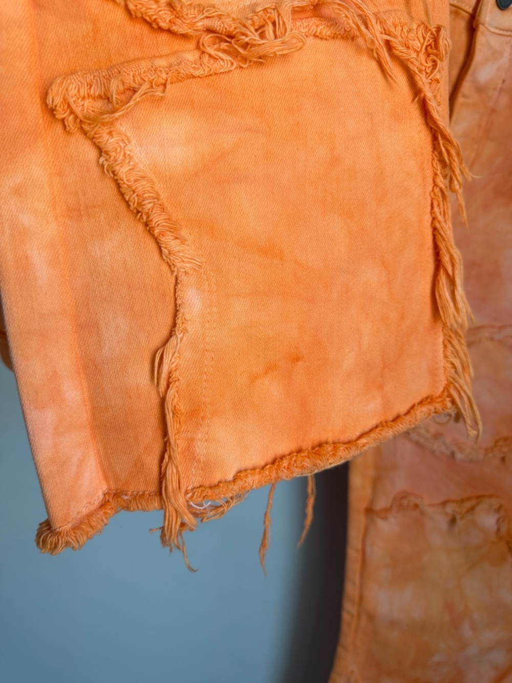 Valabasas Orange Tie Dye Distressed Patchwork Stacked Jeans Size 40 NWOT - Picture 6 of 9